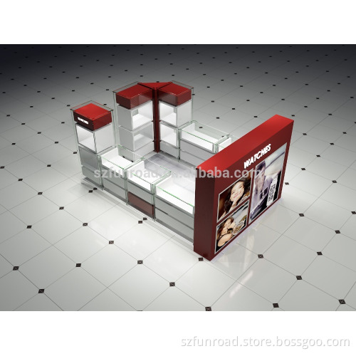 High grade watch store interior decoration LED display kiosk lighting counters